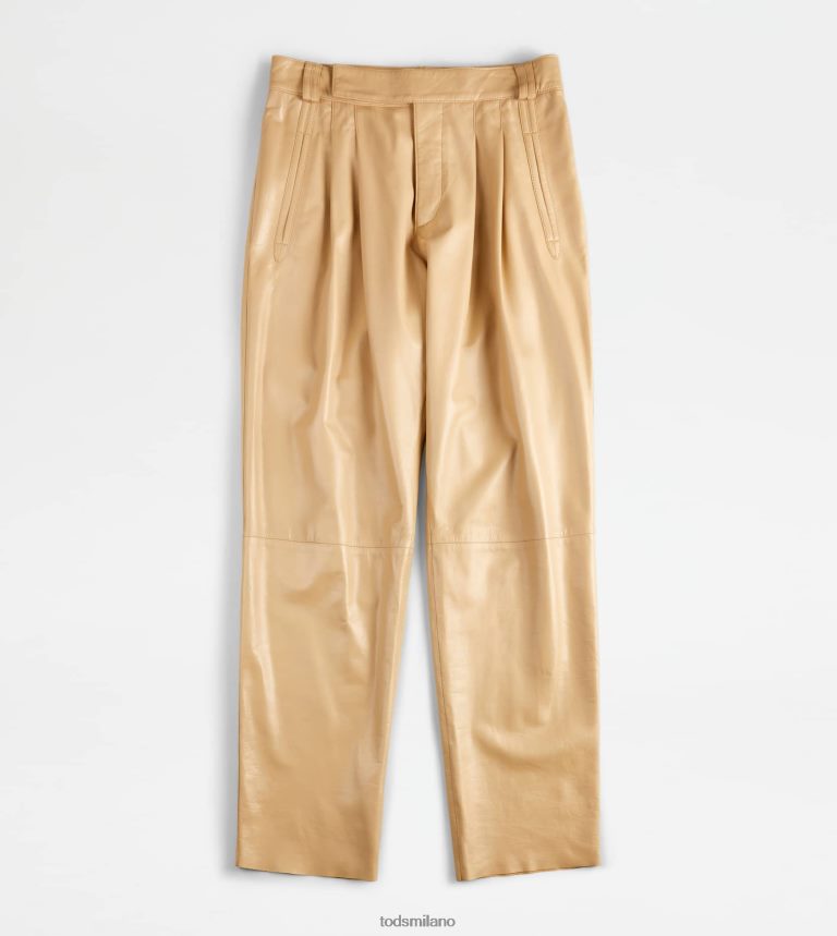 donnebeige Tod's pantaloni in pelle P66X8B553