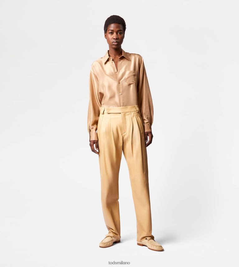 donnebeige Tod's pantaloni in pelle P66X8B553
