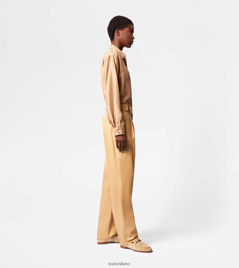donnebeige Tod's pantaloni in pelle P66X8B553