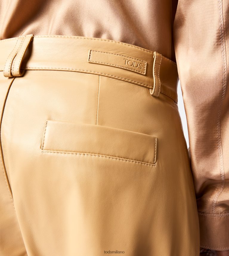 donnebeige Tod's pantaloni in pelle P66X8B553