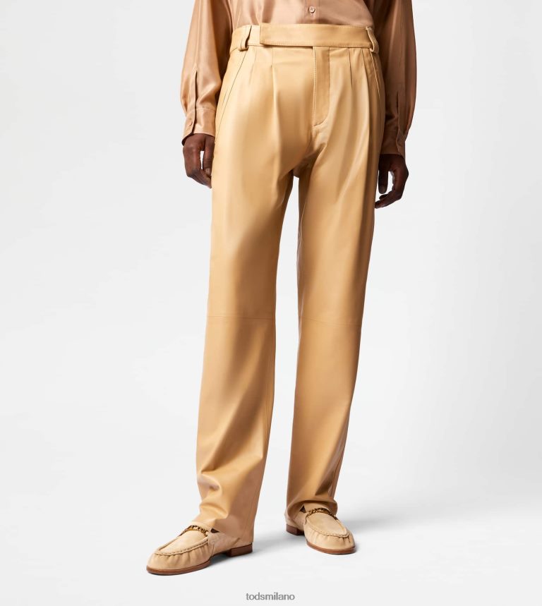 donnebeige Tod's pantaloni in pelle P66X8B553