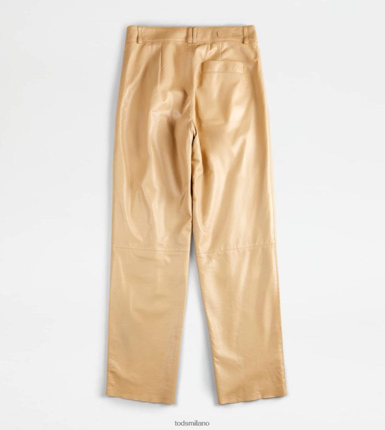 donnebeige Tod's pantaloni in pelle P66X8B553