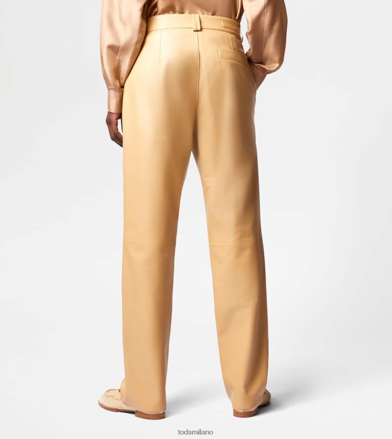 donnebeige Tod's pantaloni in pelle P66X8B553