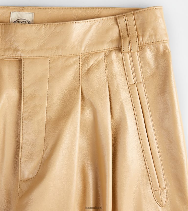 donnebeige Tod's pantaloni in pelle P66X8B553
