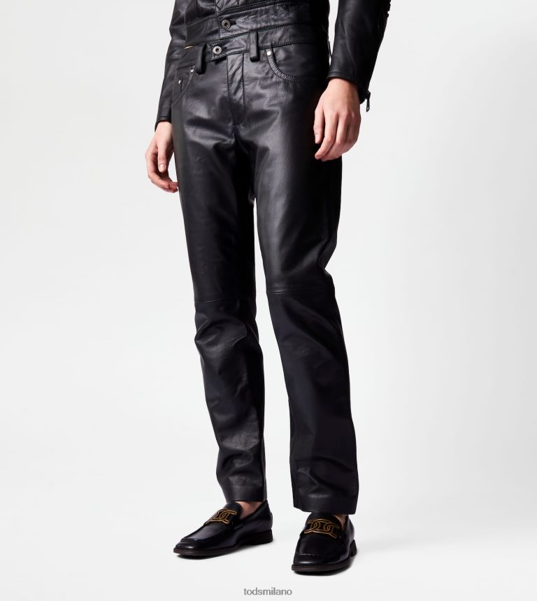 donnenero Tod's pantaloni in pelle P66X8B602