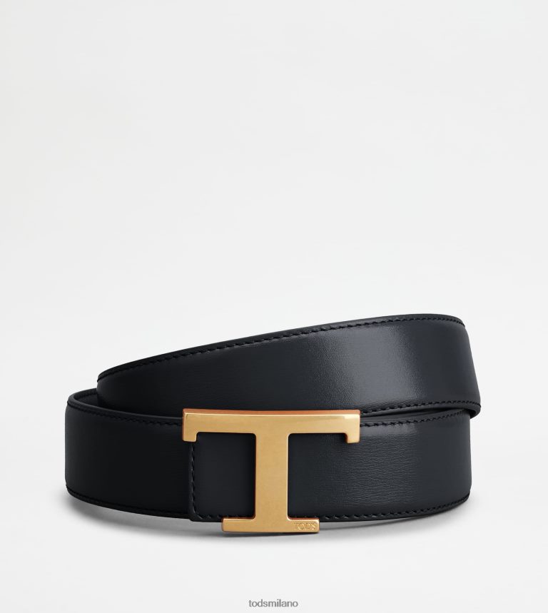 uominiblu nero Tod's t intramontabile cintura reversibile in pelle P66X8B927