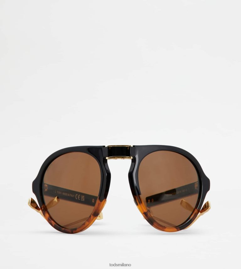 uominiMarrone nero Tod's occhiali da sole pieghevoli P66X8B1075