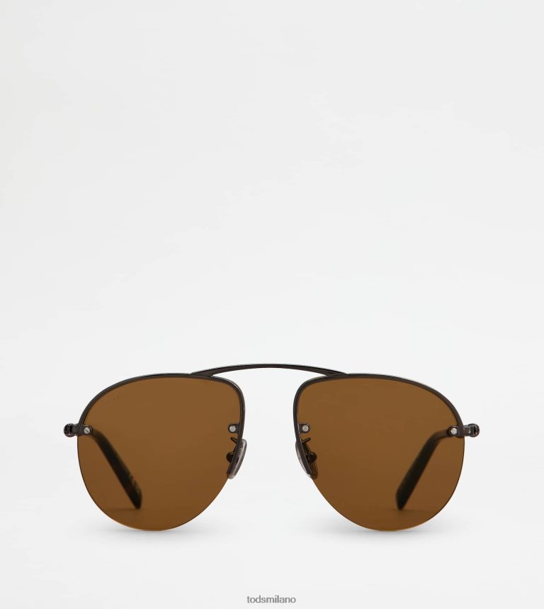 uominigrigio Tod's occhiali da sole pilot con asta in pelle P66X8B1082