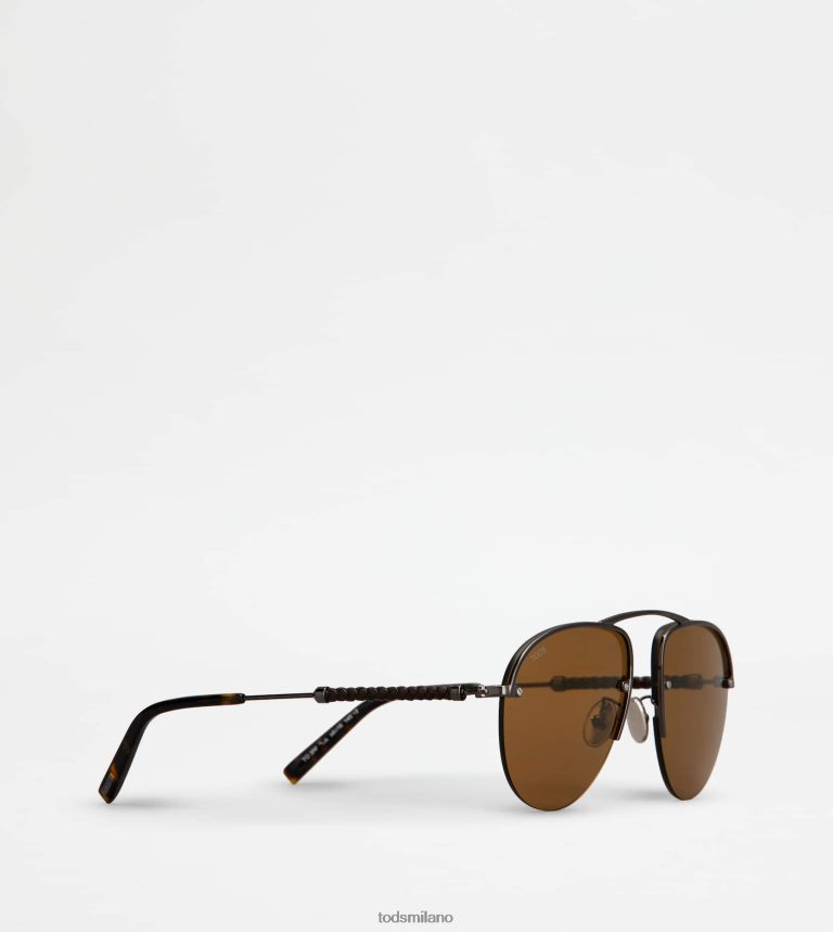 uominigrigio Tod's occhiali da sole pilot con asta in pelle P66X8B1082