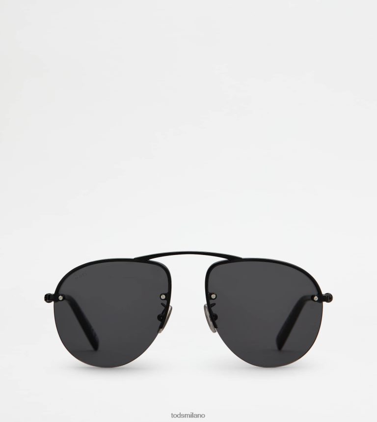 uomininero Tod's occhiali da sole pilot con asta in pelle P66X8B1081