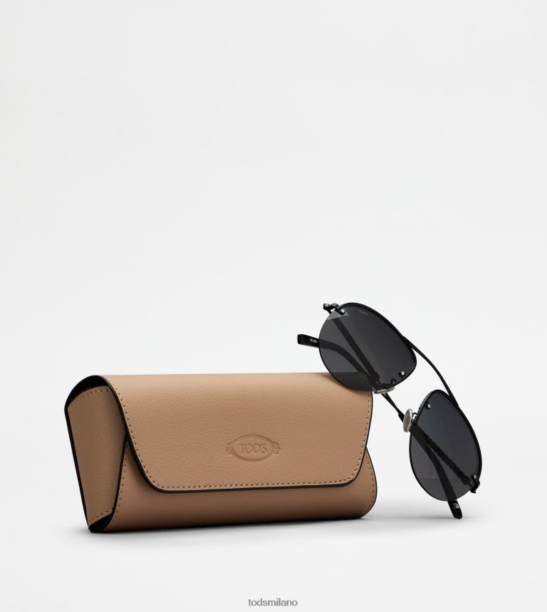 uomininero Tod's occhiali da sole pilot con asta in pelle P66X8B1081