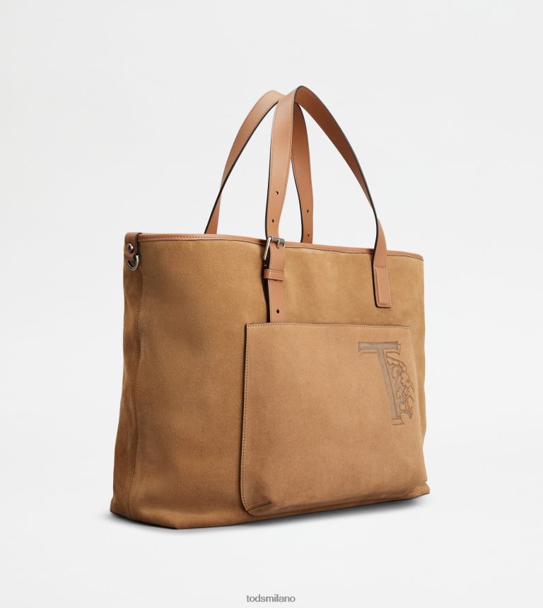 uominimarrone Tod's borsa shopping in pelle scamosciata media P66X8B1001