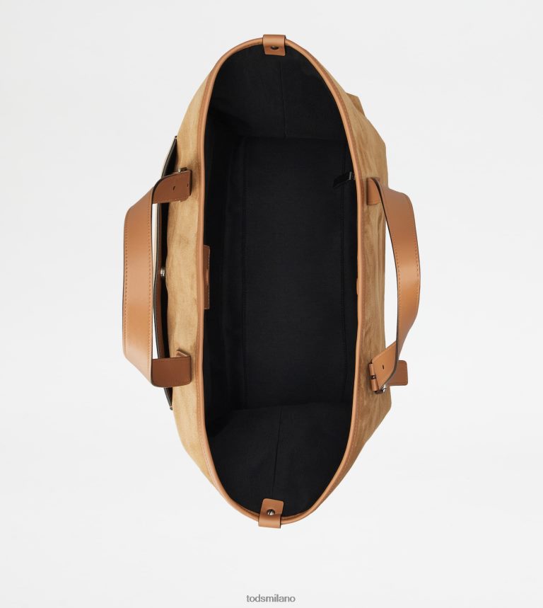 uominimarrone Tod's borsa shopping in pelle scamosciata media P66X8B1001
