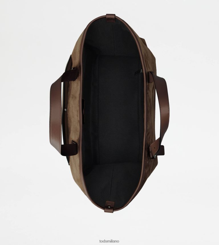 uominimarrone Tod's borsa shopping in pelle scamosciata media P66X8B1007