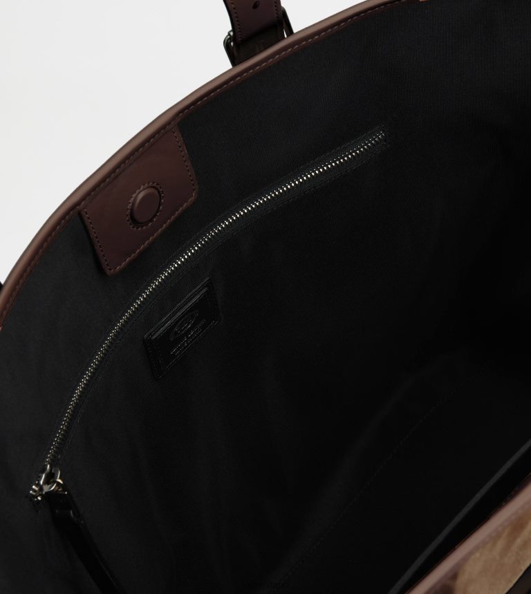 uominimarrone Tod's borsa shopping in pelle scamosciata media P66X8B1007