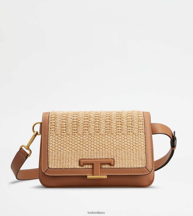 uominibeige/marrone Tod's t intramontabile marsupio in cordoncino e pelle mini P66X8B982