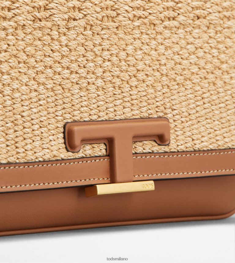 uominibeige/marrone Tod's t intramontabile marsupio in cordoncino e pelle mini P66X8B982