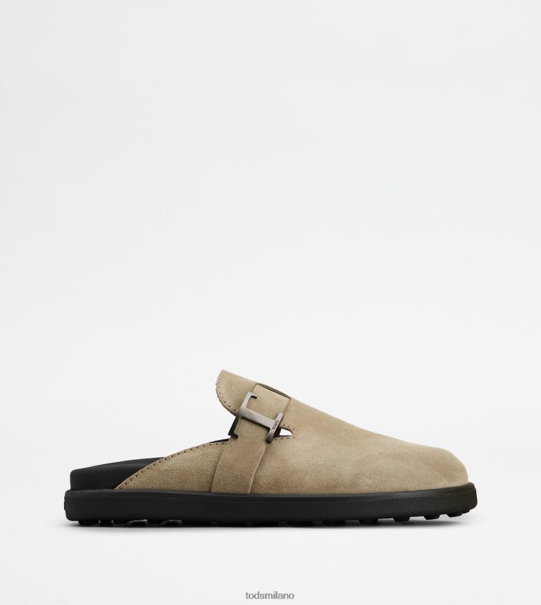 uominibeige Tod's t intramontabili zoccoli in pelle scamosciata P66X8B920