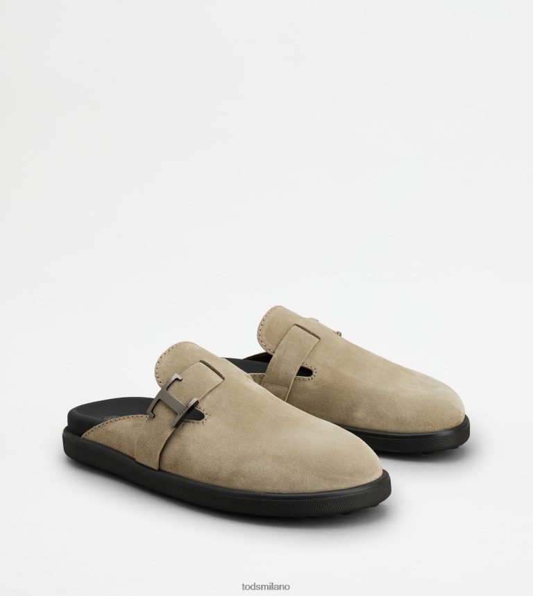 uominibeige Tod's t intramontabili zoccoli in pelle scamosciata P66X8B920