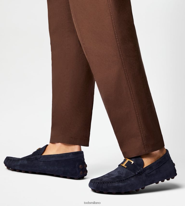 uominiblu/marrone Tod's Intramontabile gommino bubble in suede P66X8B719