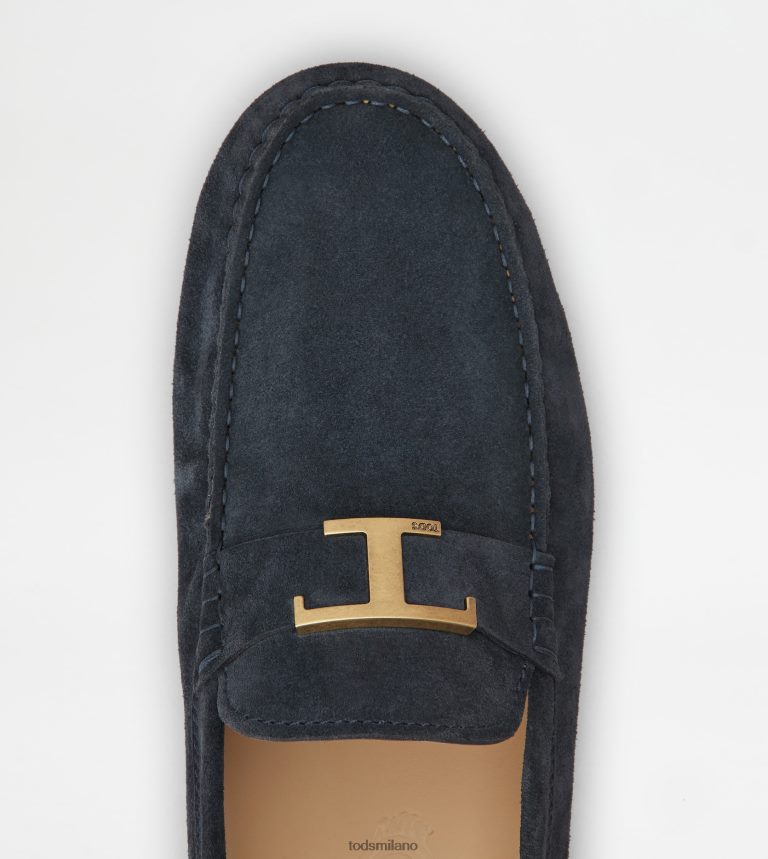 uominiblu/marrone Tod's Intramontabile gommino bubble in suede P66X8B719