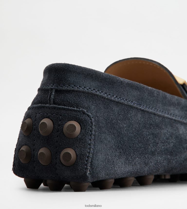 uominiblu/marrone Tod's Intramontabile gommino bubble in suede P66X8B719