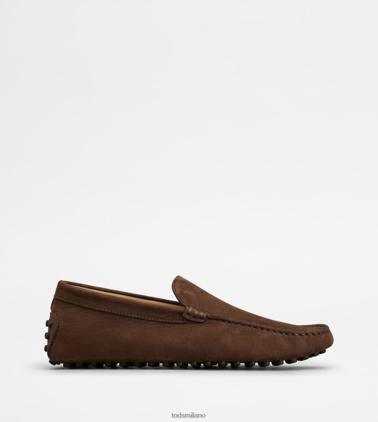 uominimarrone Tod's gommino mocassino in nabuk P66X8B724