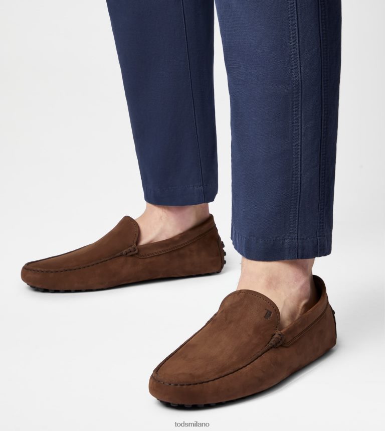 uominimarrone Tod's gommino mocassino in nabuk P66X8B724