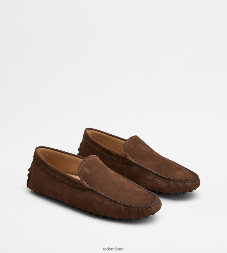 uominimarrone Tod's gommino mocassino in nabuk P66X8B724