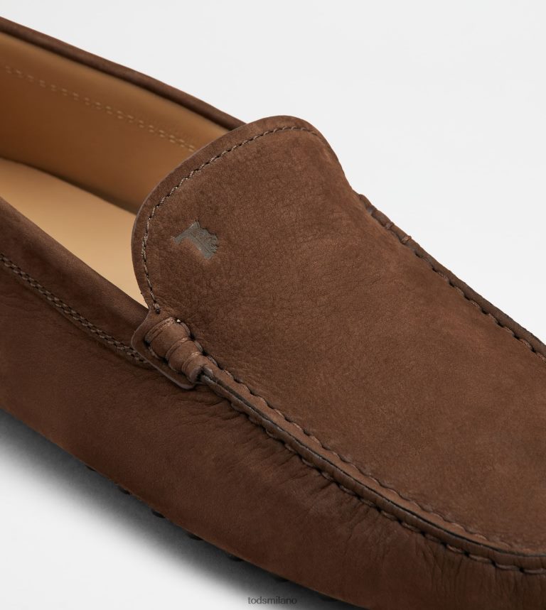uominimarrone Tod's gommino mocassino in nabuk P66X8B724