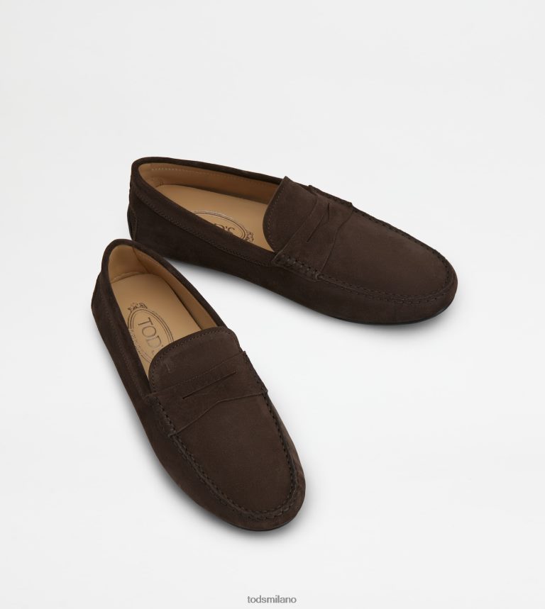 uominimarrone Tod's mocassino gommino da città in pelle scamosciata P66X8B755