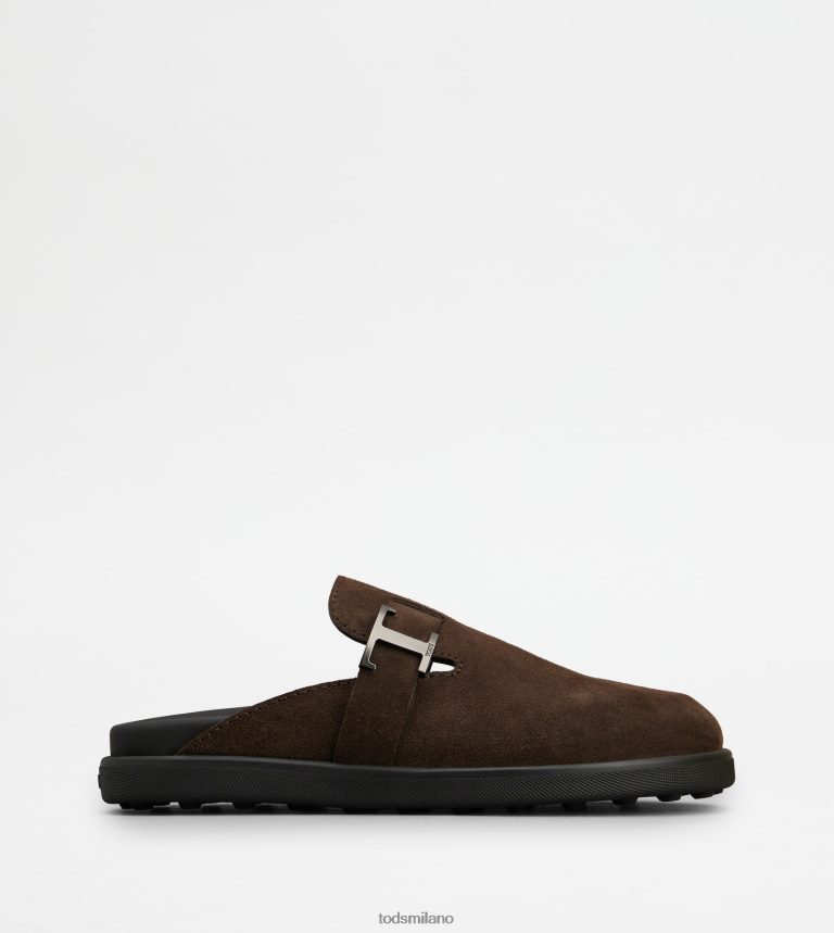 uominimarrone Tod's t intramontabili zoccoli in pelle scamosciata P66X8B919