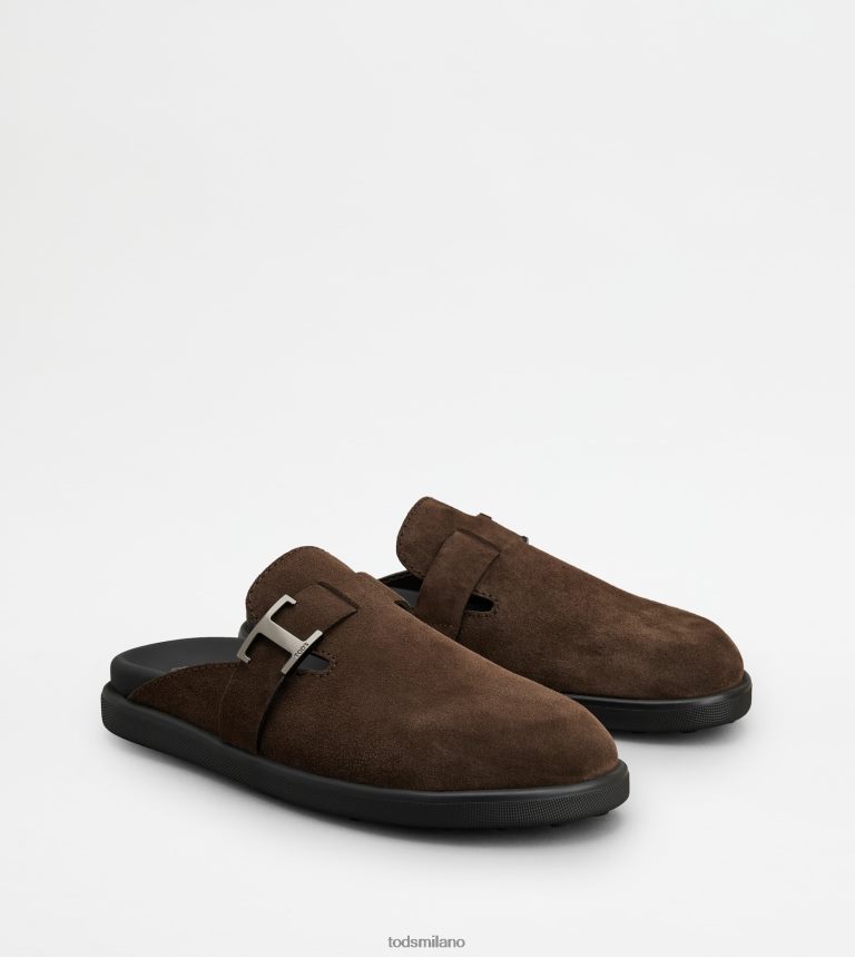 uominimarrone Tod's t intramontabili zoccoli in pelle scamosciata P66X8B919