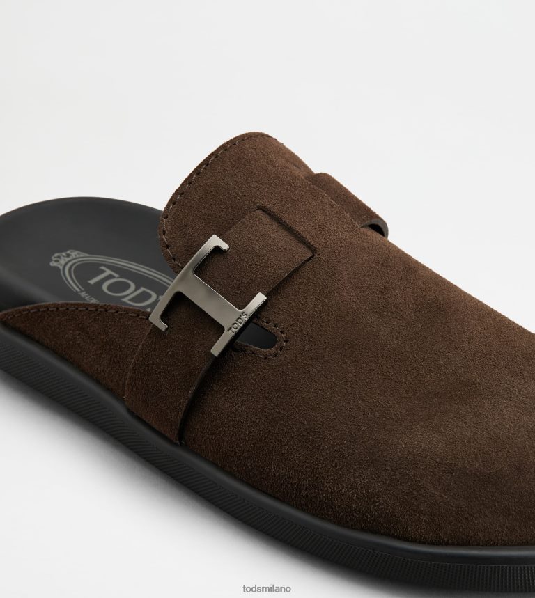uominimarrone Tod's t intramontabili zoccoli in pelle scamosciata P66X8B919