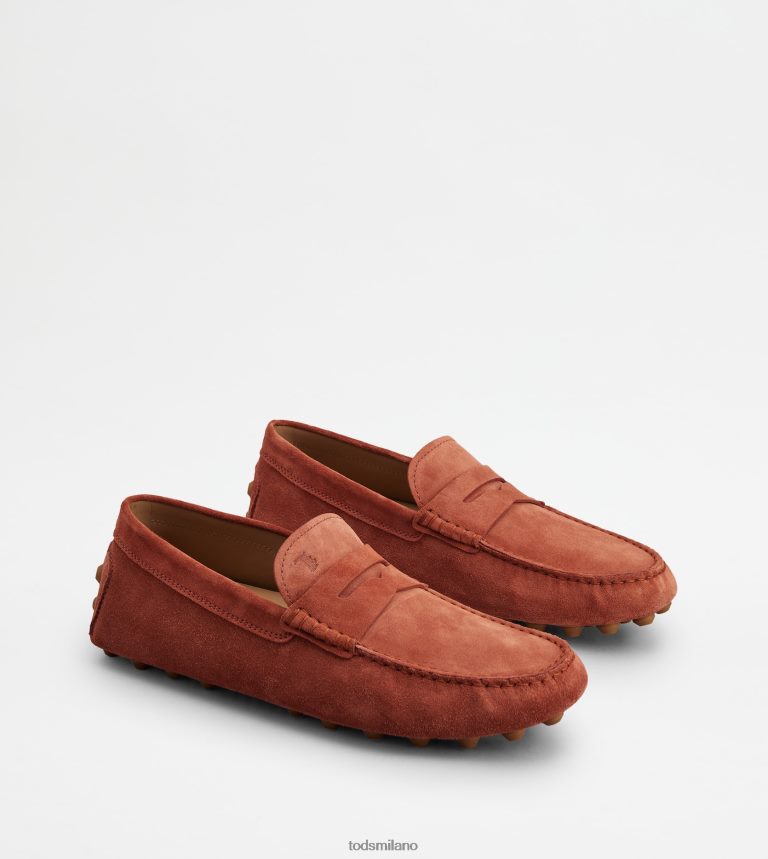 uominirosso marrone Tod's gommino a bolle in camoscio P66X8B712