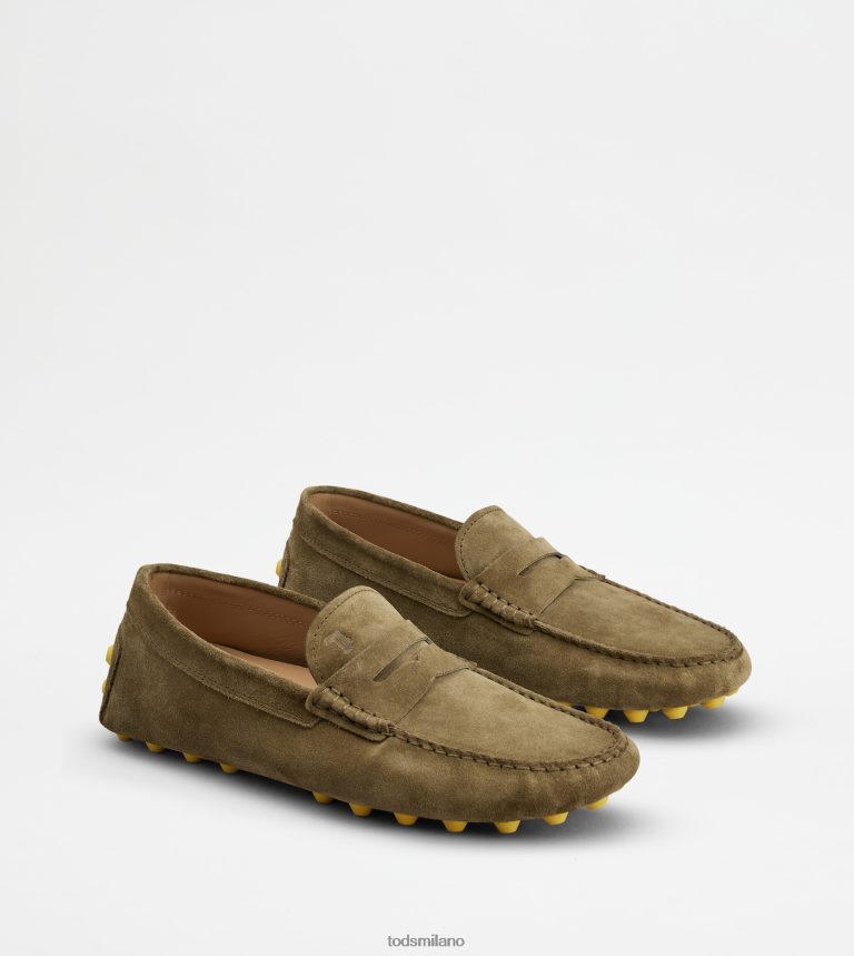 uominiverde giallo Tod's gommino a bolle in camoscio P66X8B711