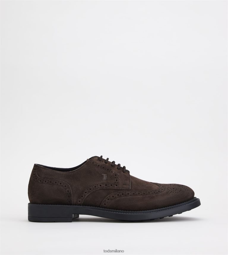 uominimarrone Tod's stringata in pelle scamosciata P66X8B819