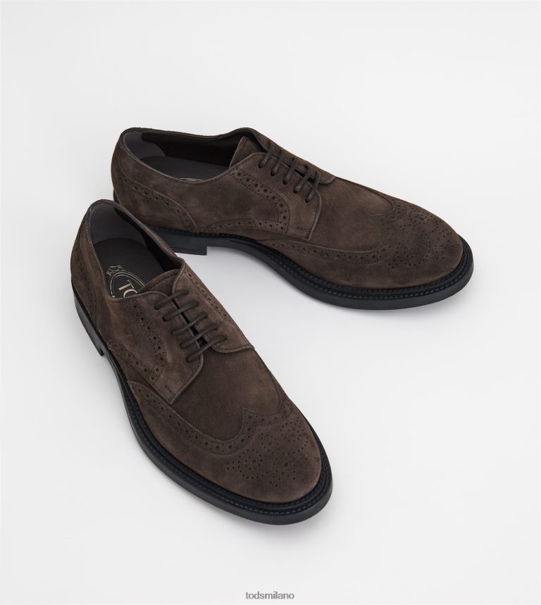 uominimarrone Tod's stringata in pelle scamosciata P66X8B819