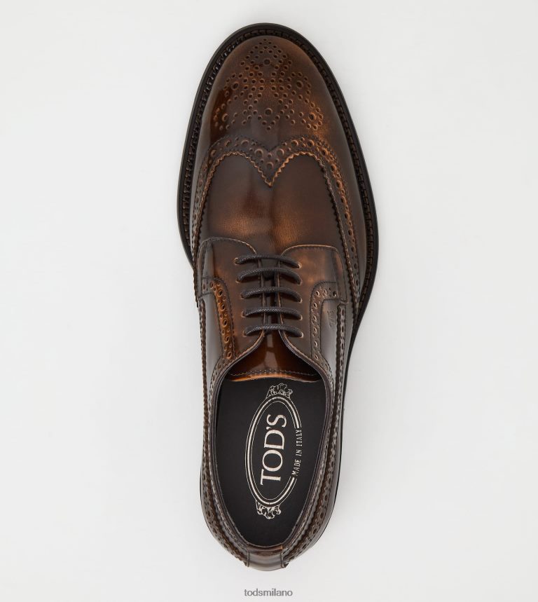 uominimarrone Tod's stringate in pelle P66X8B824