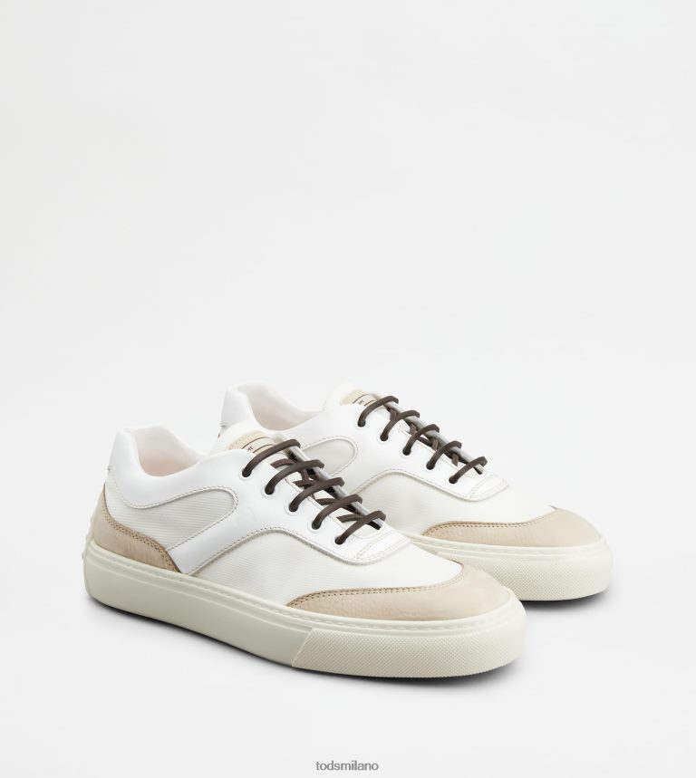 uominibeige/bianco Tod's sneakers in pelle e tessuto P66X8B1136