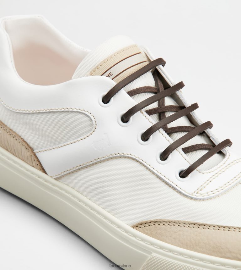 uominibeige/bianco Tod's sneakers in pelle e tessuto P66X8B1136