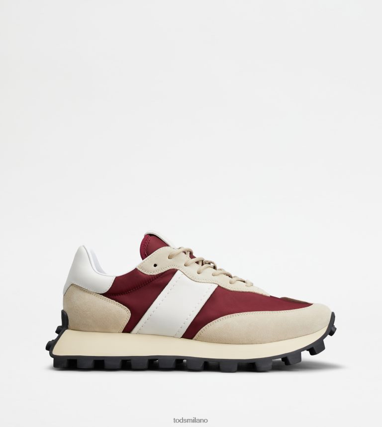 uominibeige/bordeaux/bianco Tod's sneakers 1t in camoscio e tessuto P66X8B865