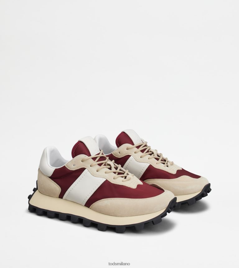 uominibeige/bordeaux/bianco Tod's sneakers 1t in camoscio e tessuto P66X8B865