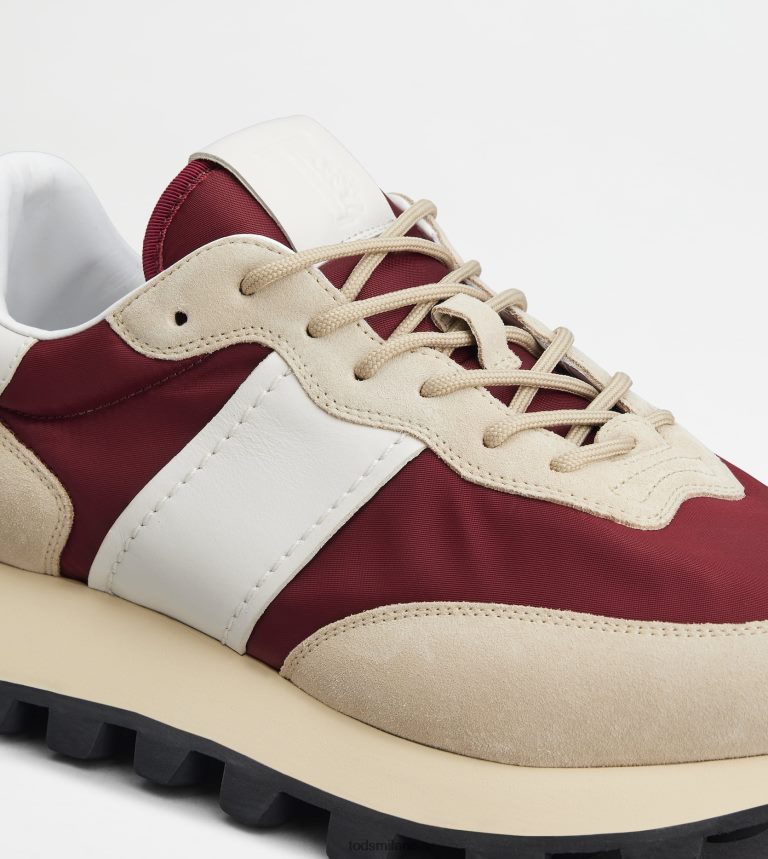 uominibeige/bordeaux/bianco Tod's sneakers 1t in camoscio e tessuto P66X8B865