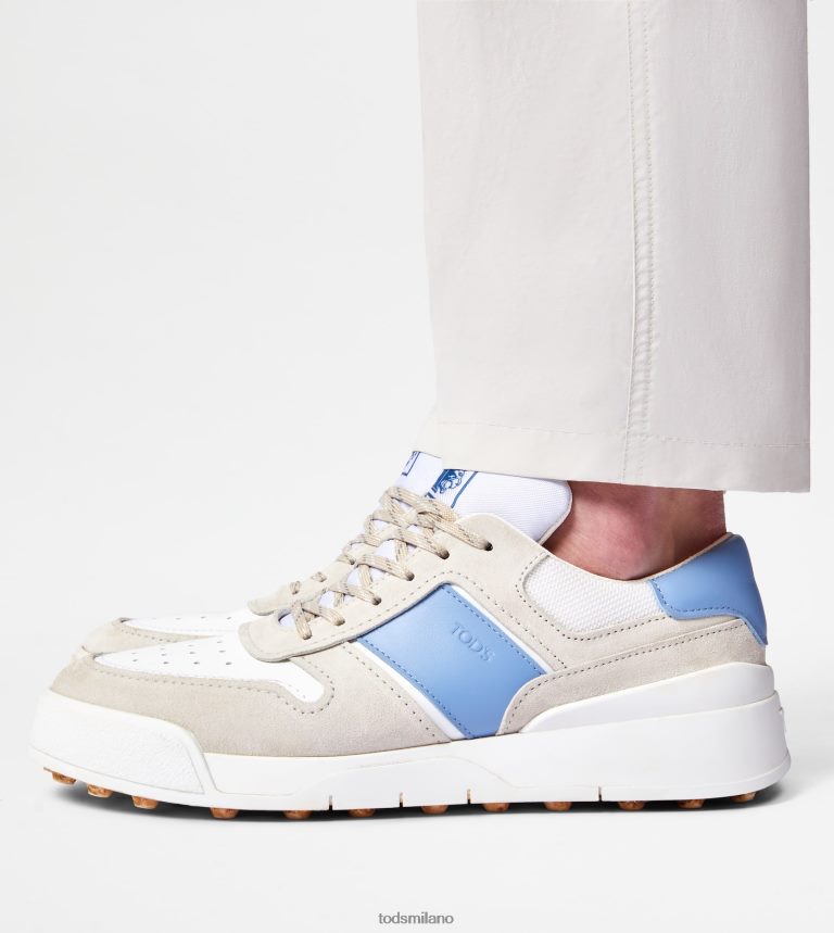 uominibianco blu Tod's sneakers in camoscio e pelle liscia P66X8B880