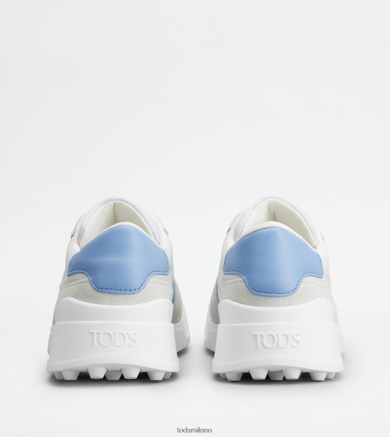 uominibianco blu Tod's sneakers in camoscio e pelle liscia P66X8B880