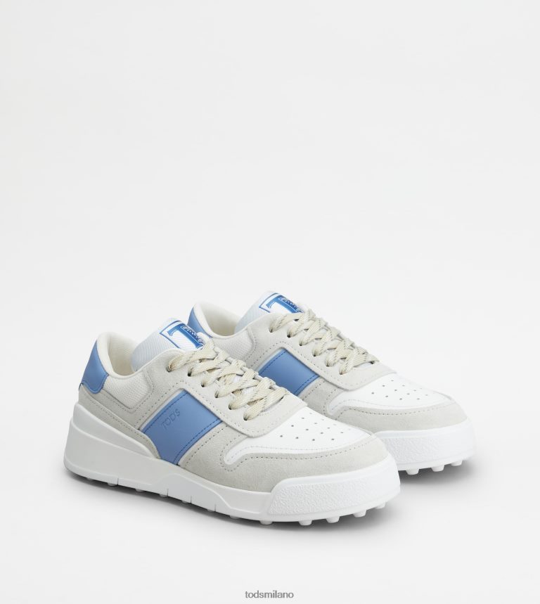 uominibianco blu Tod's sneakers in camoscio e pelle liscia P66X8B880