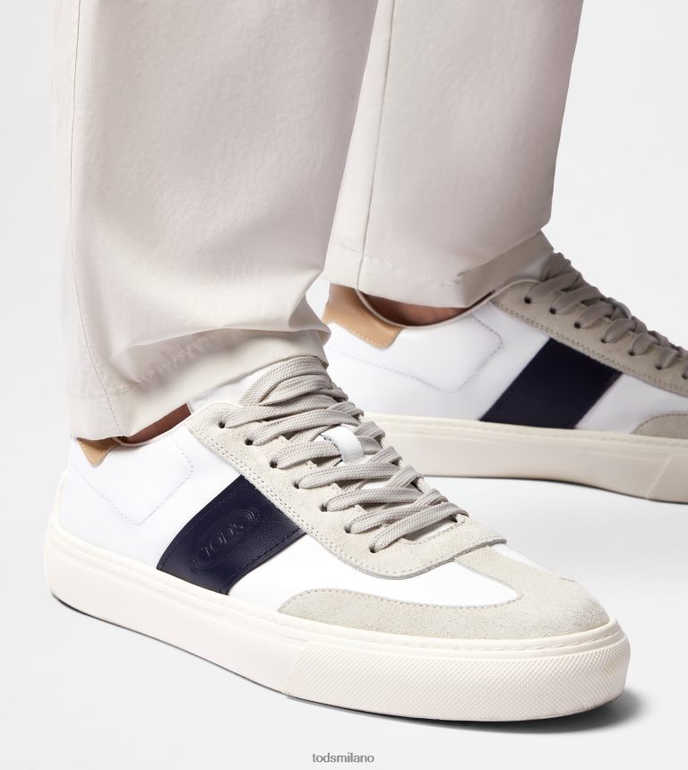 uominibianco/blu/beige Tod's sneakers in pelle liscia e camoscio P66X8B850