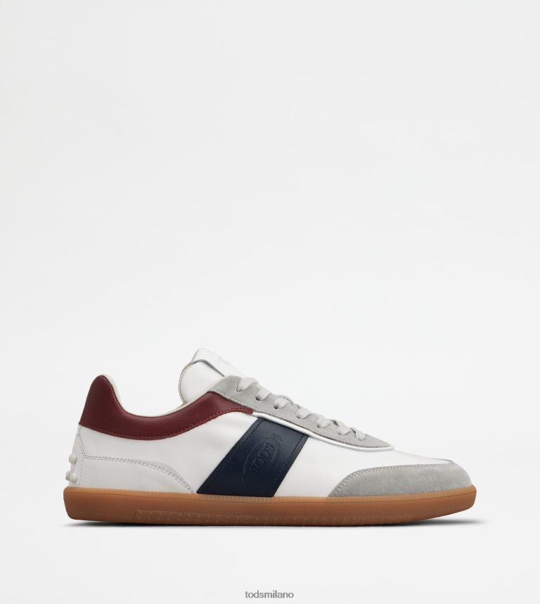 uominibianco/blu/bordeaux Tod's sneakers con linguetta in pelle scamosciata P66X8B841