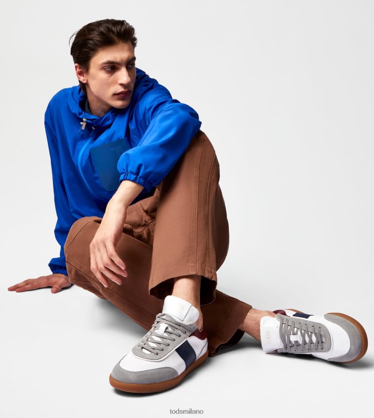 uominibianco/blu/bordeaux Tod's sneakers con linguetta in pelle scamosciata P66X8B841